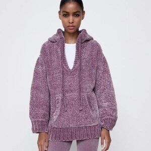 Zara Chenille Purple Lavendar Hoodie